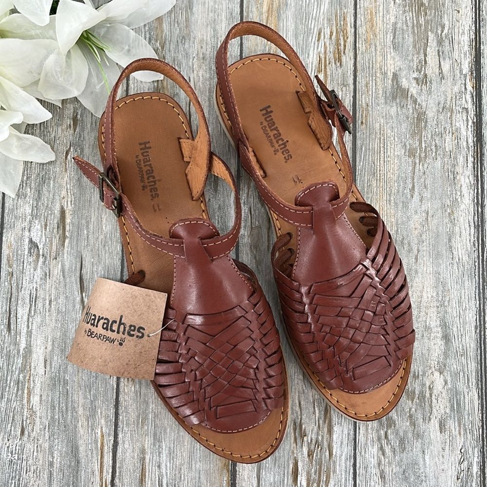 Womens Bearpaw Leather Gloria Saddle Sandals Shoes Size 11